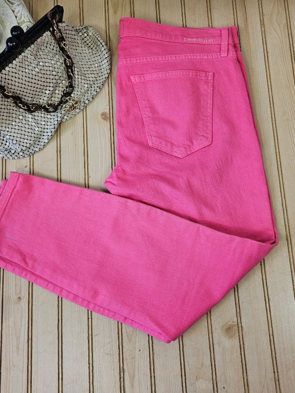 Current/Elliott Size 32 Faded Rose Pink The Stiletto Skinny Ankle Jeans Stretch